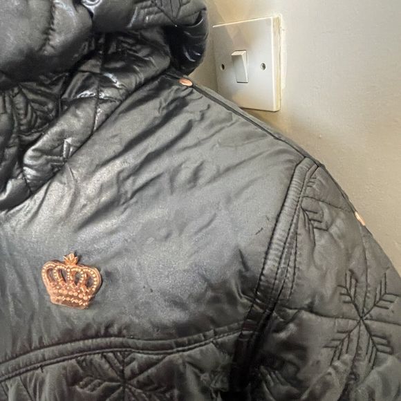 Adidas Respect Me Missy Elliot Jacket Size 14 Fur Hooded Black Puffa Puffer Y2K - Picture 6 of 16